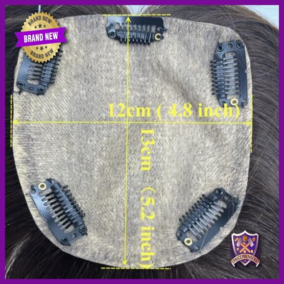 Silk Base Human Hair Topper 12x13cm 180% Density Partial Wig with 5 Clips main image 5